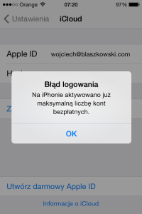 iPhone - błąd logowania